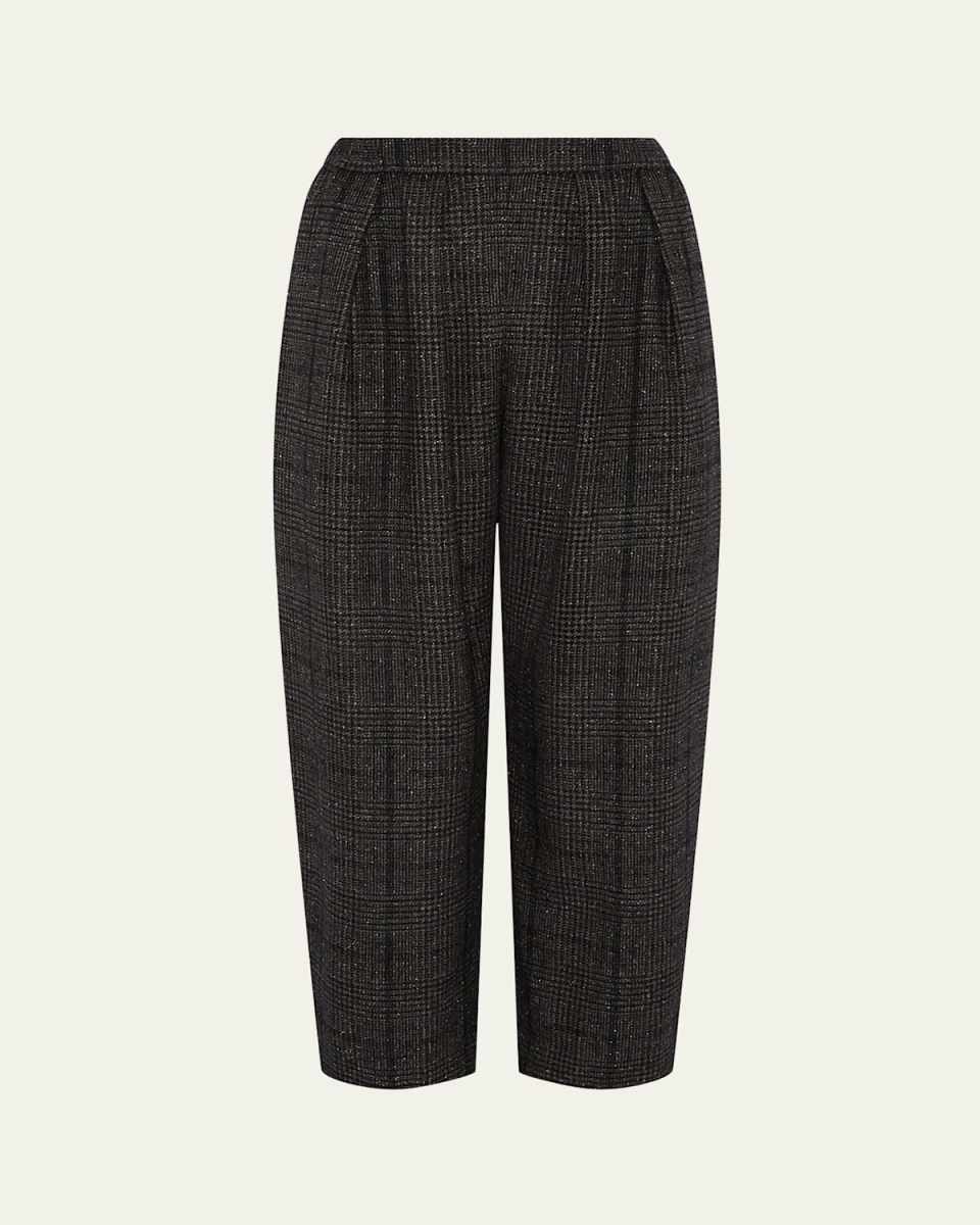 Cropped Flat Front Pleated Trousers